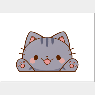 Pawzup! Grey Tabby Cat | Kawaii Posters and Art